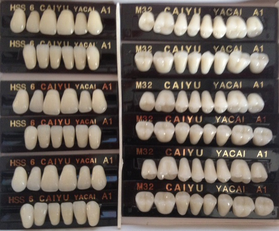 POLYMER RESIN DENTURE TEETH 2 layers 12 cards 3 Sets 84 teeth size 5 color a3