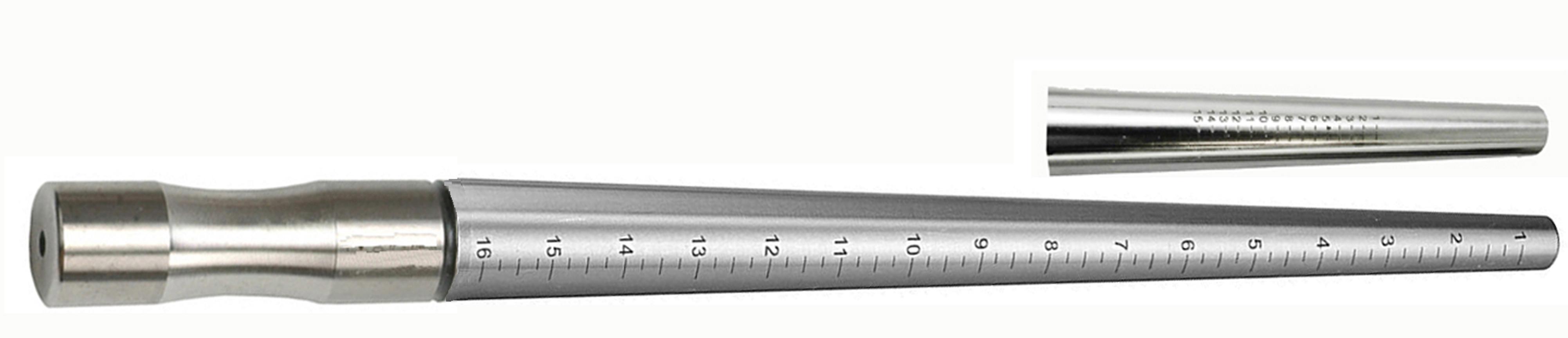 STEEL RING MANDREL, ungrooved, marked 1-15